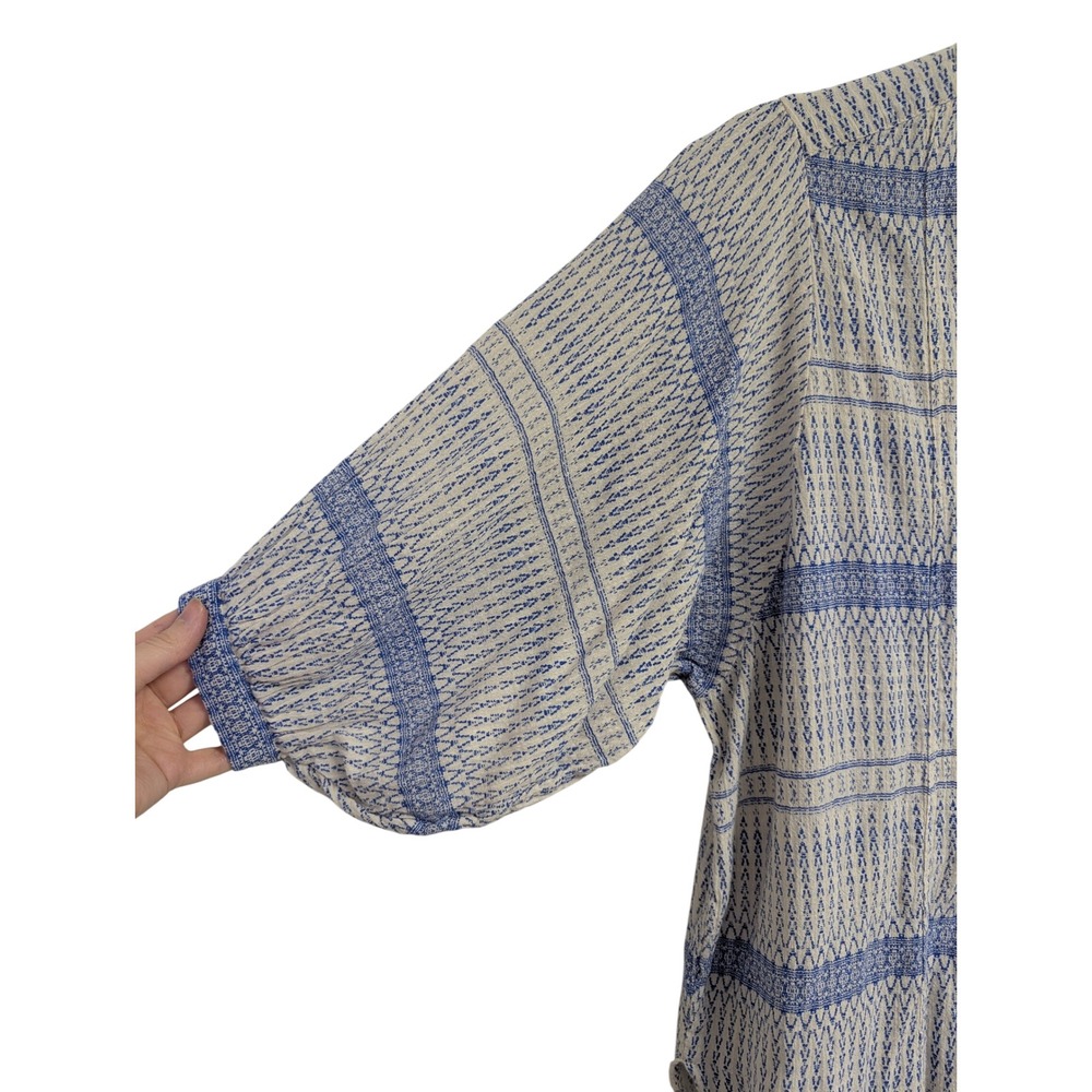 Maeve Anthropologie‎ Lena Yarn Dyed Tunic Oversized Boho Chic Blue White XS - Picture 6 of 9